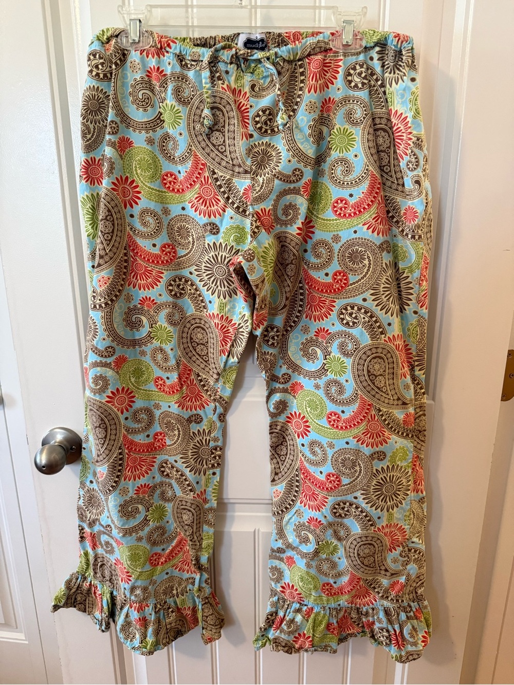 Mud Pie Blue, Brown and Green Paisley Lounge Pants